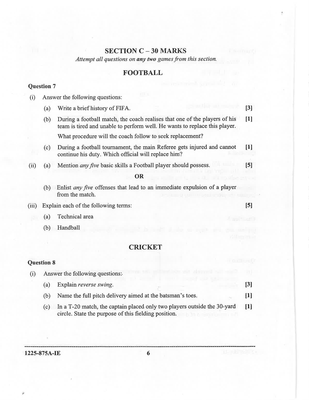 ISC 2025 Physical Education Improvement Examination Question Paper for Class 12 — page 6
