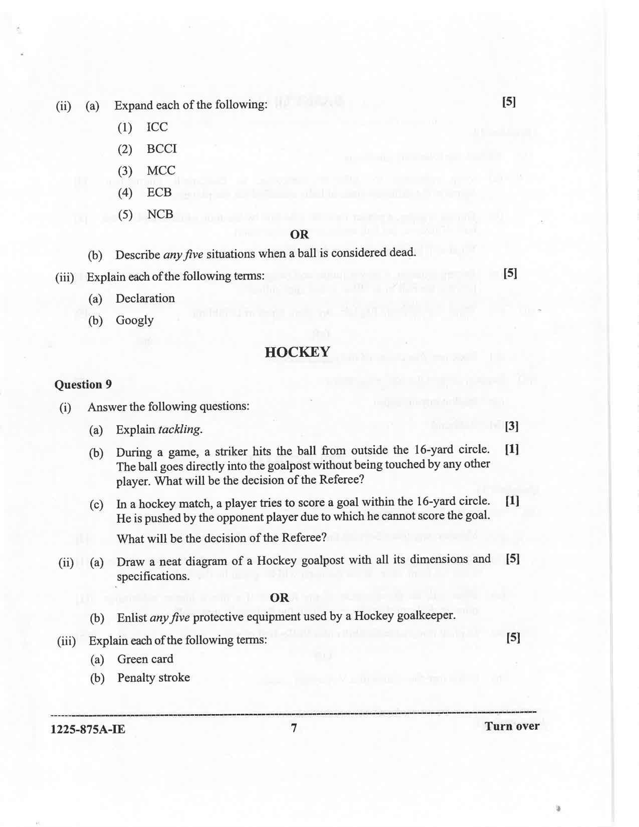 ISC 2025 Physical Education Improvement Examination Question Paper for Class 12 — page 7