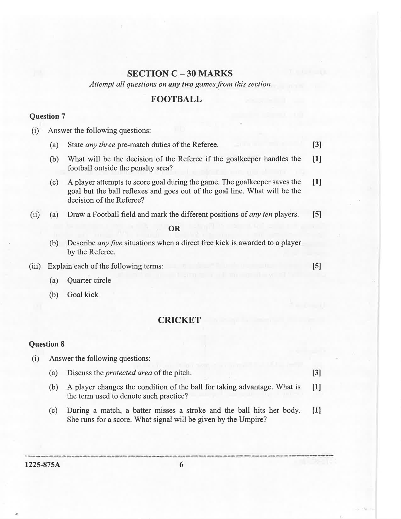 ISC 2025 Physical Education Question Paper for Class 12 — page 6