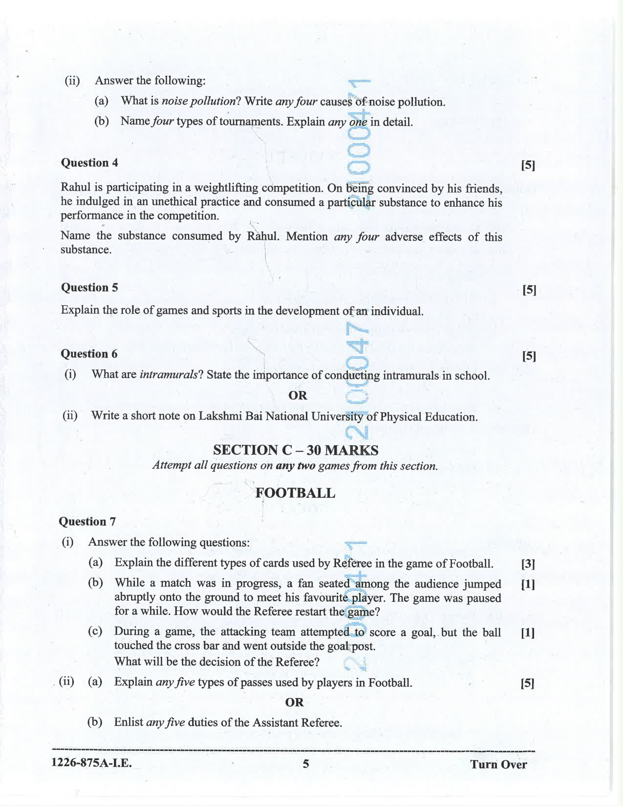 ISC 2026 Physical Education Improvement Examination Question Paper for Class 12 — page 5