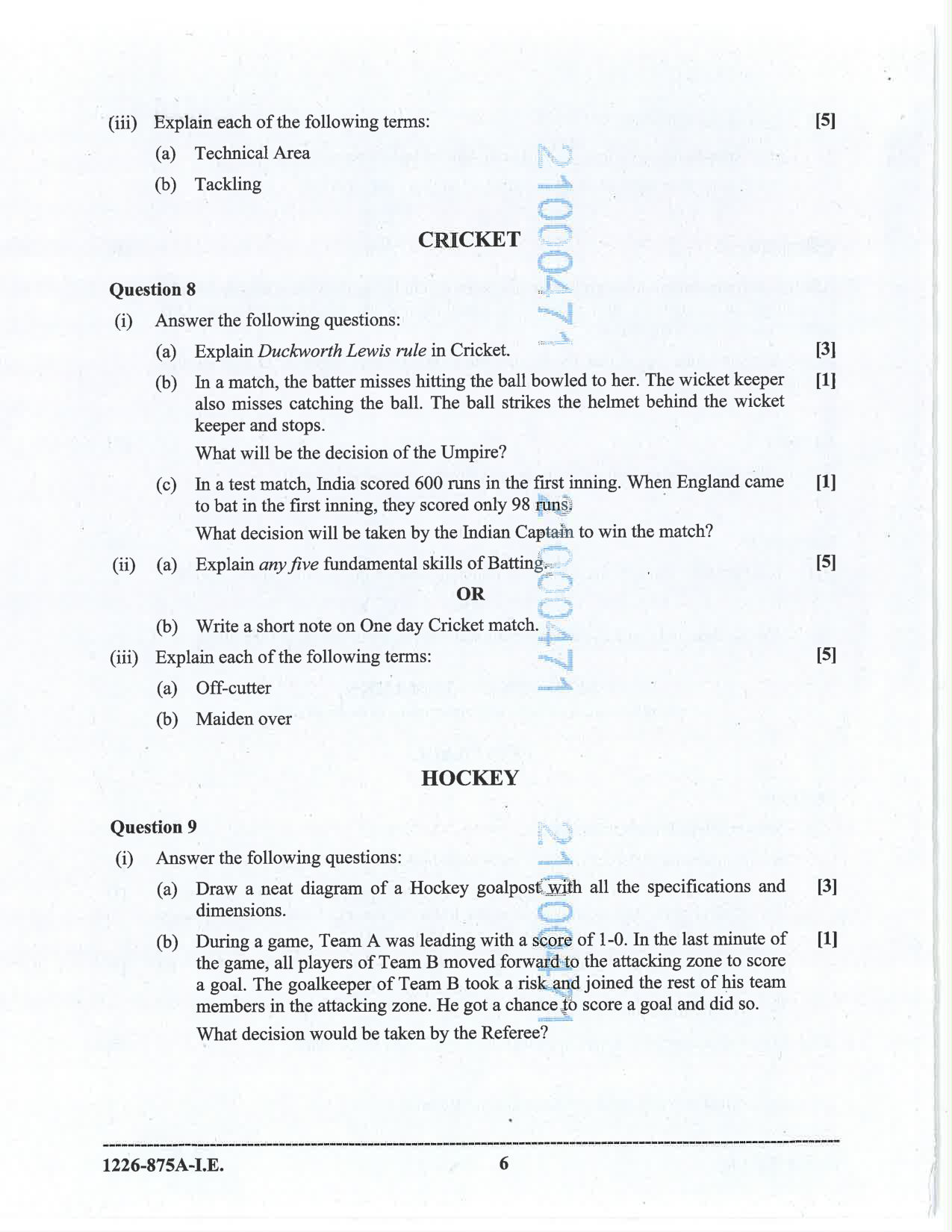 ISC 2026 Physical Education Improvement Examination Question Paper for Class 12 — page 6