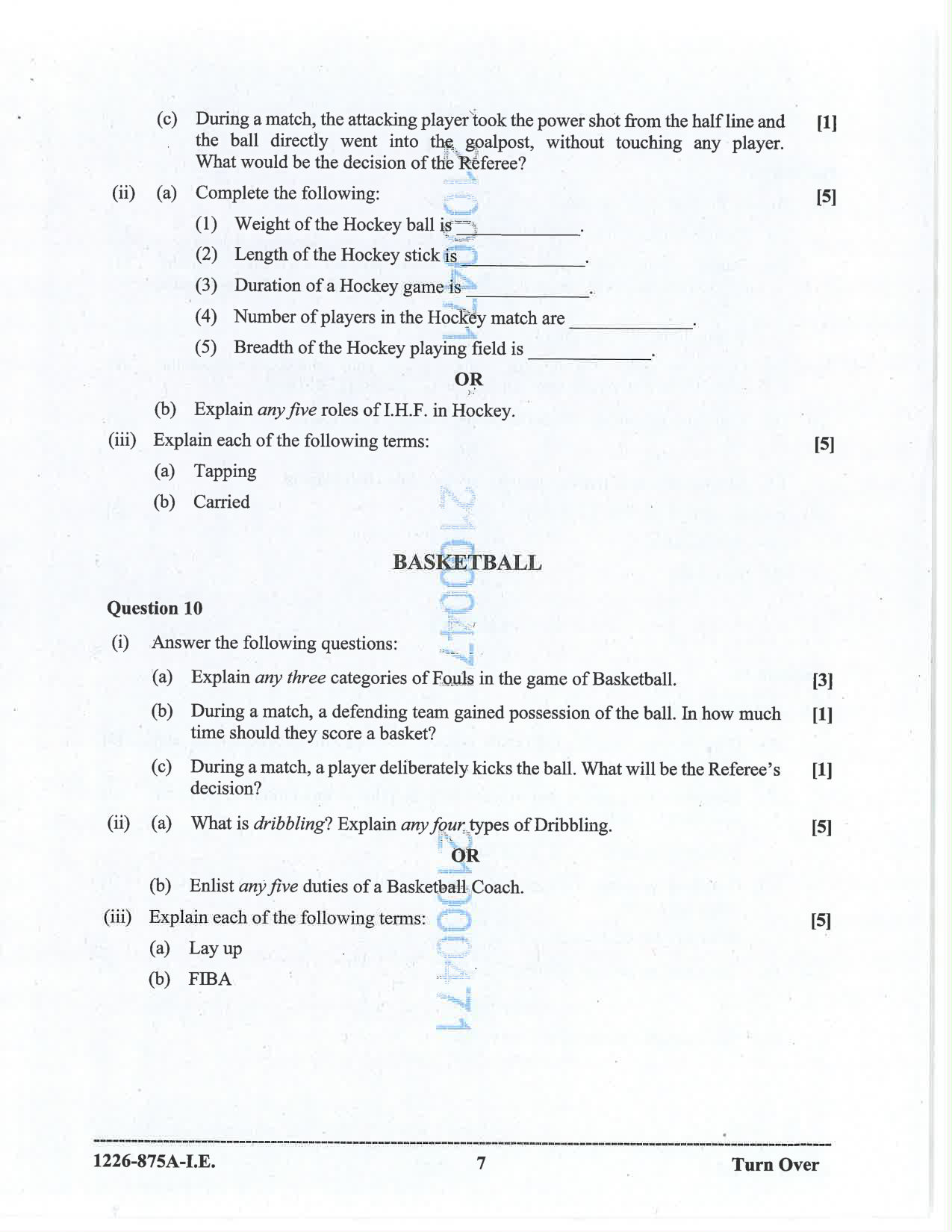 ISC 2026 Physical Education Improvement Examination Question Paper for Class 12 — page 7