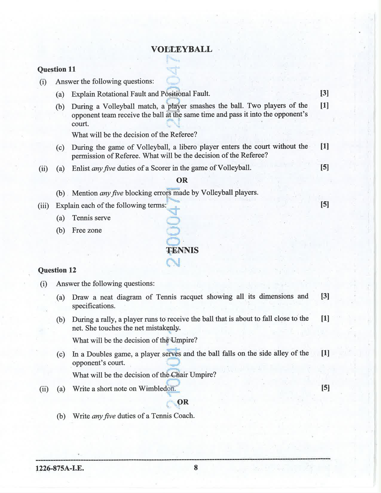 ISC 2026 Physical Education Improvement Examination Question Paper for Class 12 — page 8