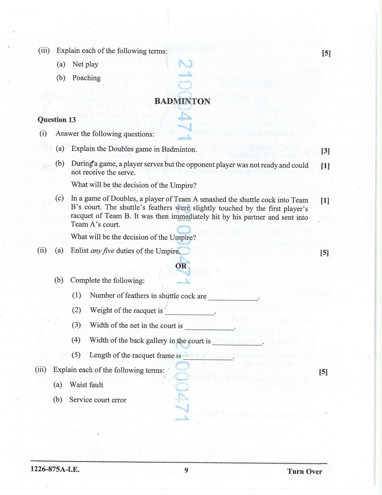 ISC 2026 Physical Education Improvement Examination Question Paper for Class 12 — page 9