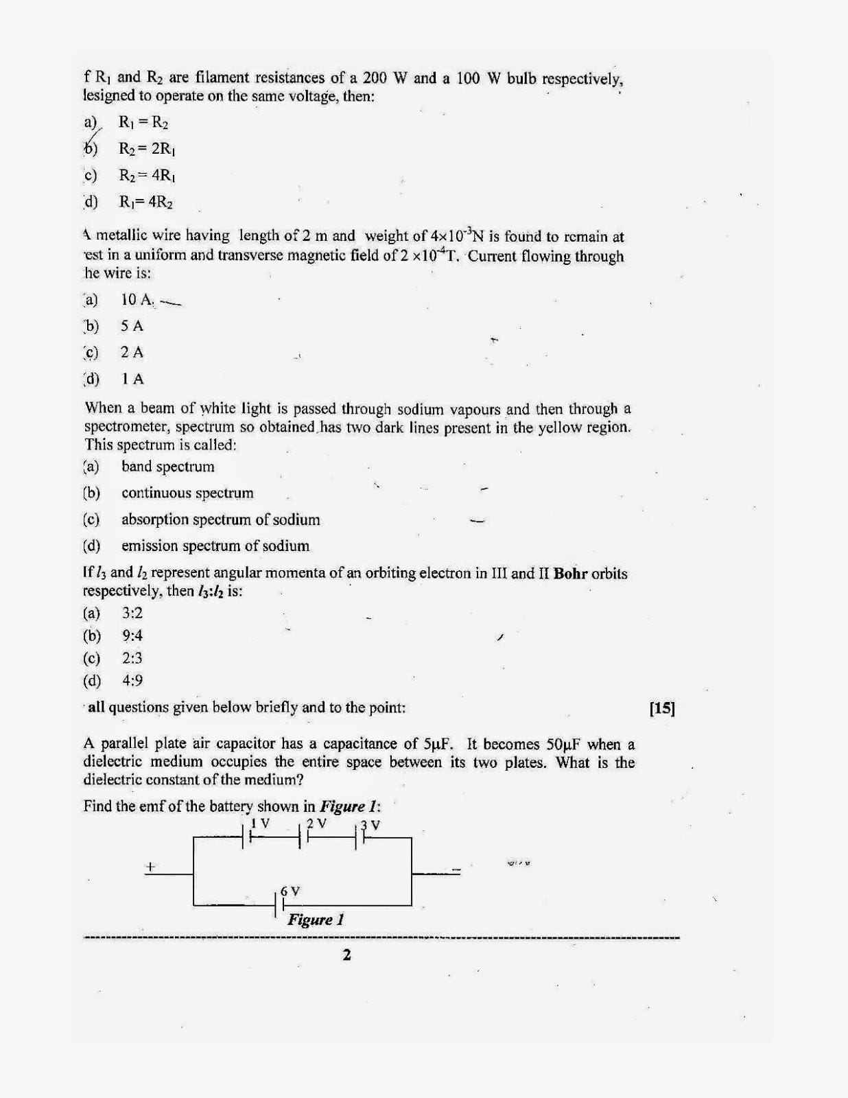 ISC Class 12 Physics 2014 Question Paper