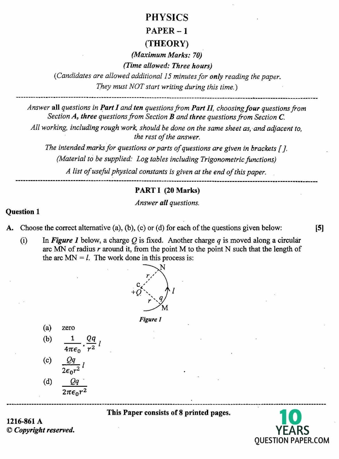 ISC Class 12 Physics 2016 Question Paper