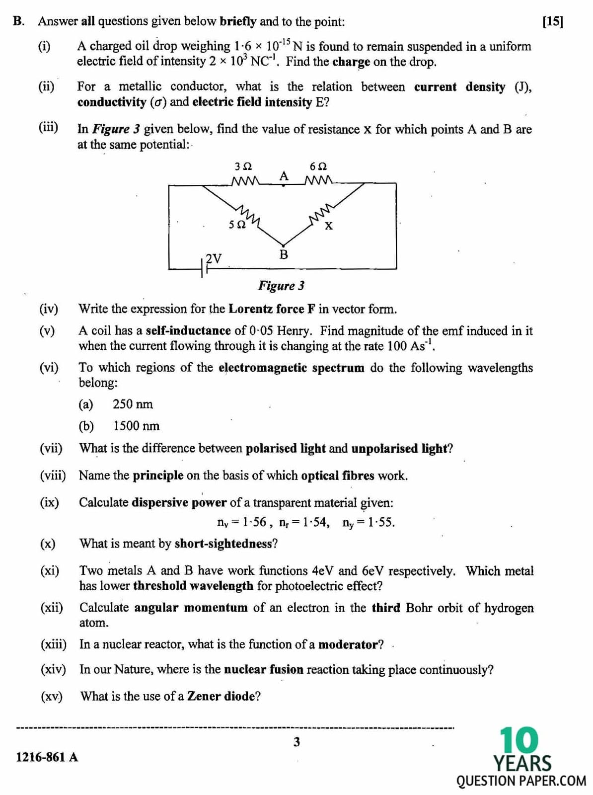ISC Class 12 Physics 2016 Question Paper