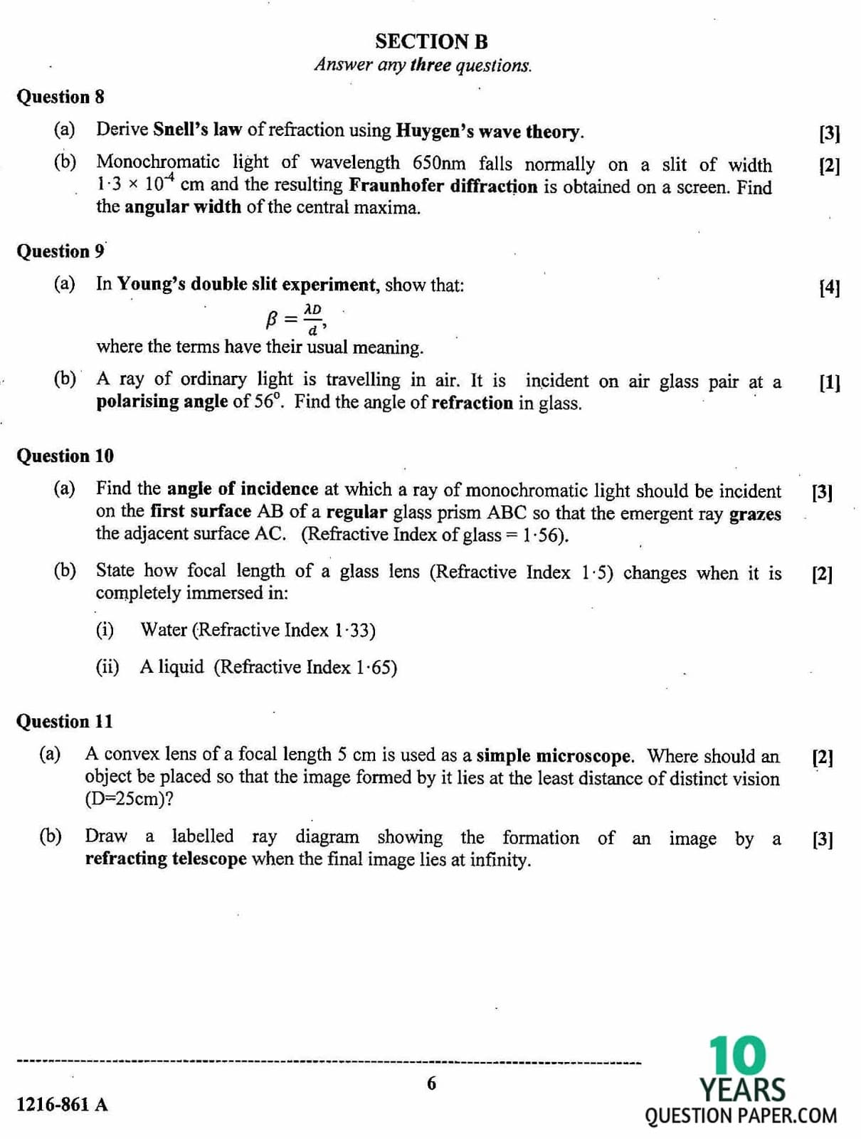 ISC Class 12 Physics 2016 Question Paper