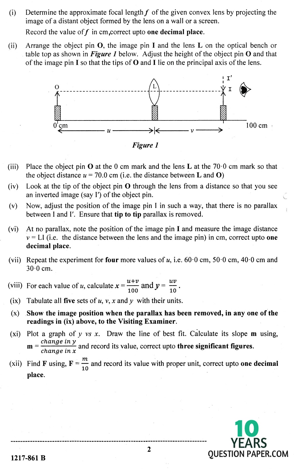 ISC Class 12 Physics 207 practical Question Paper