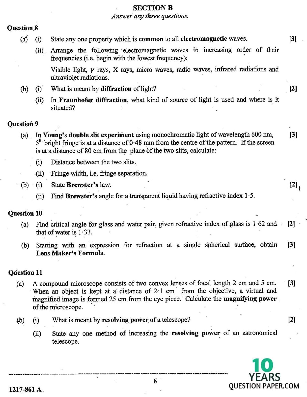 ISC Class 12 Physics 2017 Question Paper