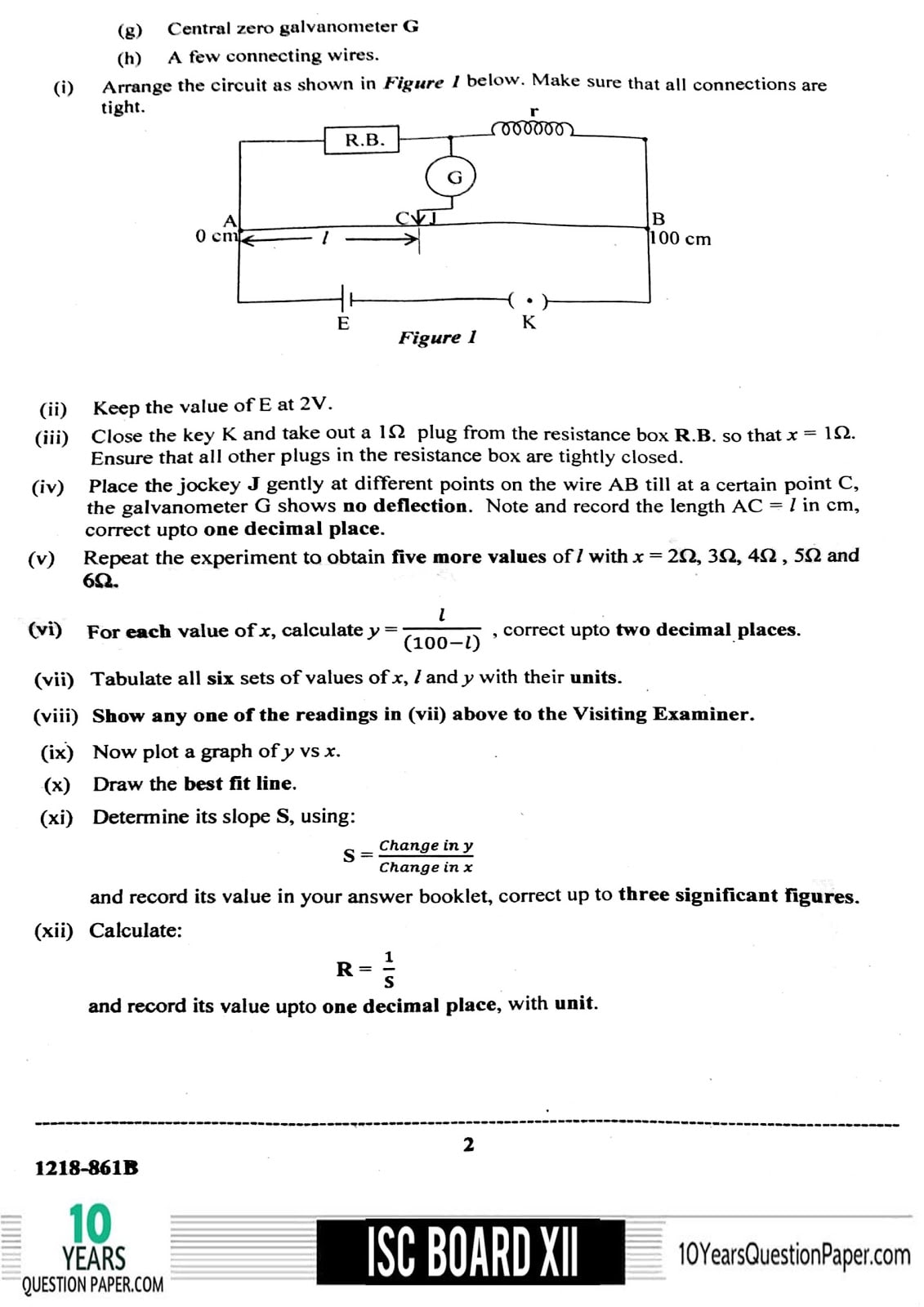 ISC Class 12 Physics 2018 practical Question Paper