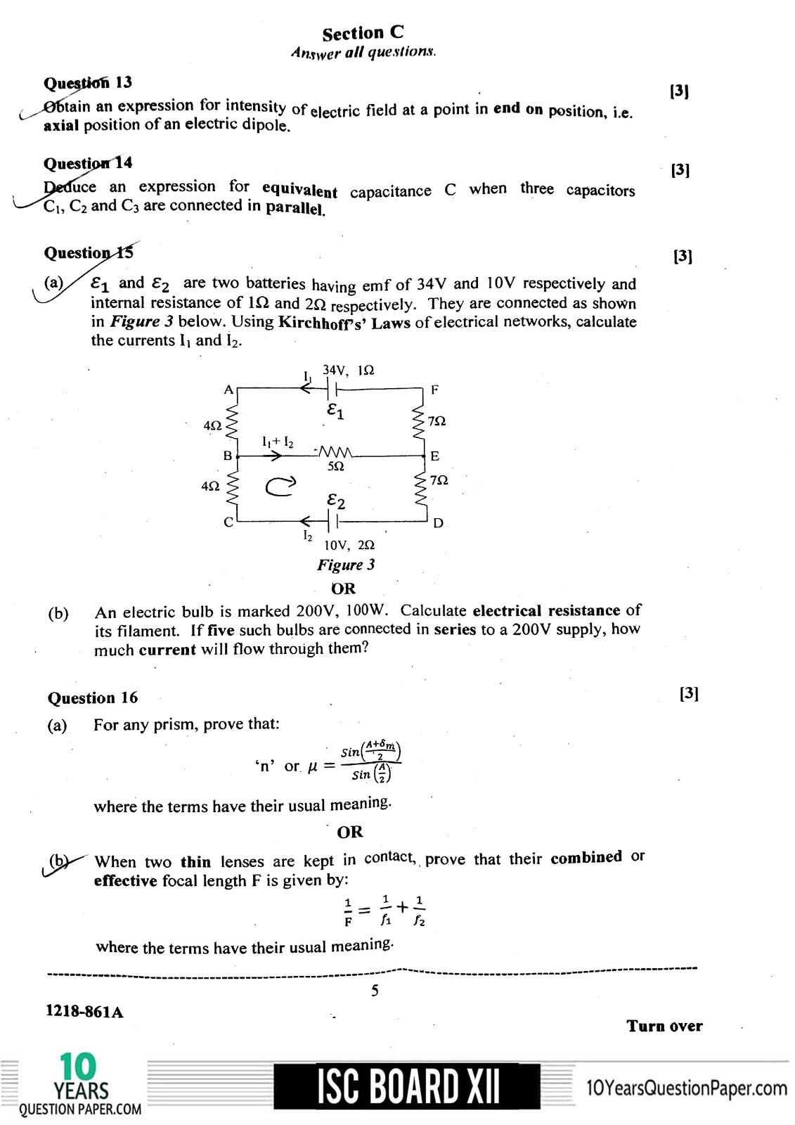 ISC Class 12 Physics 2018 Question Paper