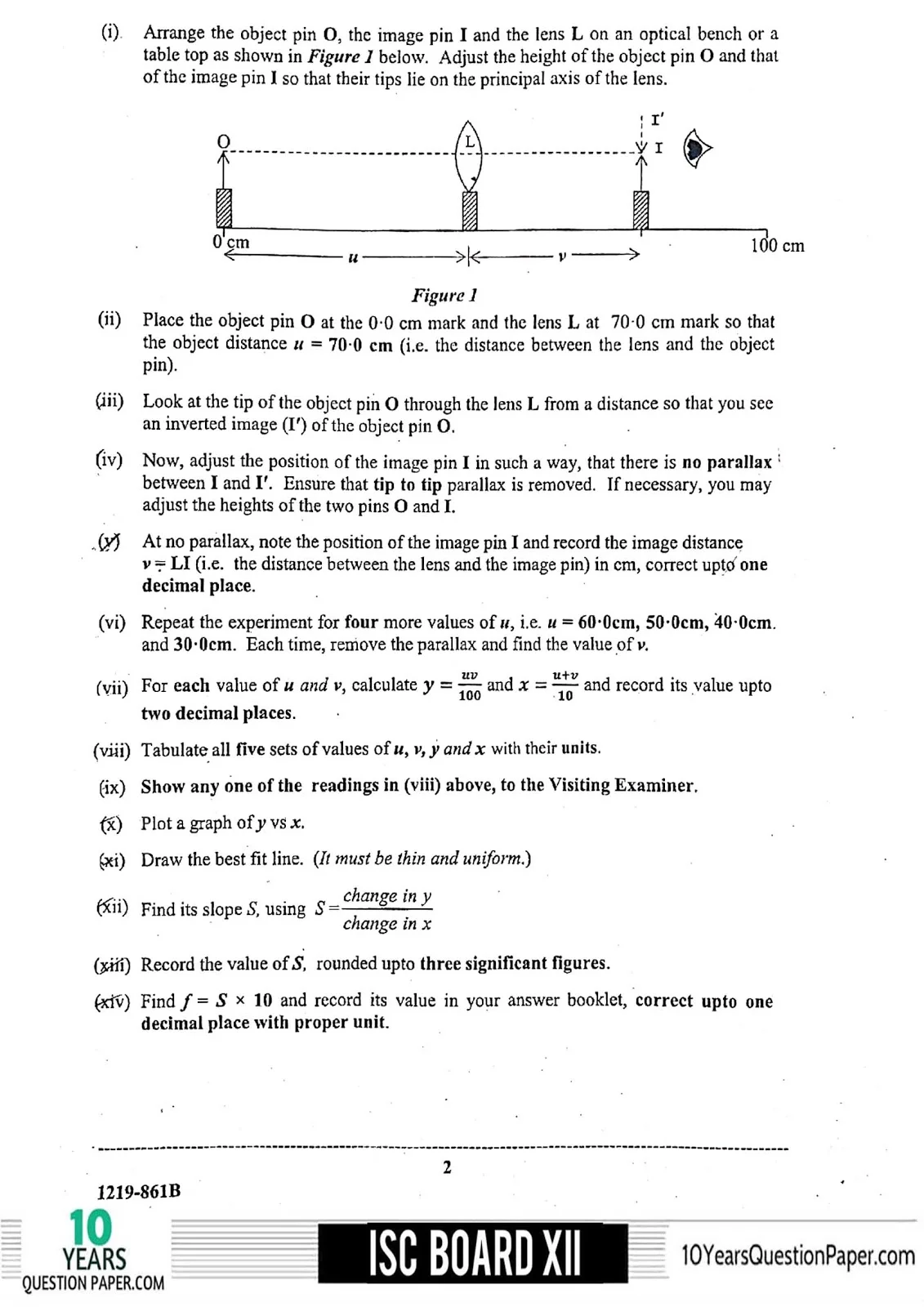 ISC Class 12 Physics 2019 practical Question Paper