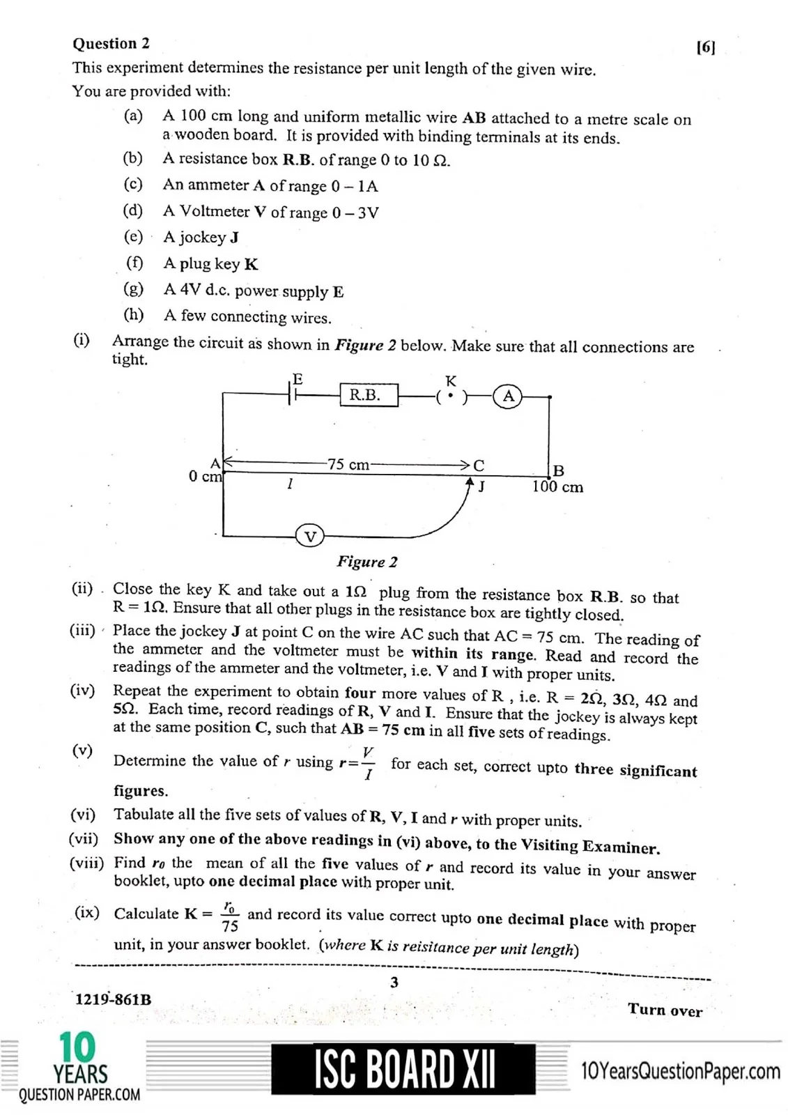 ISC Class 12 Physics 2019 practical Question Paper