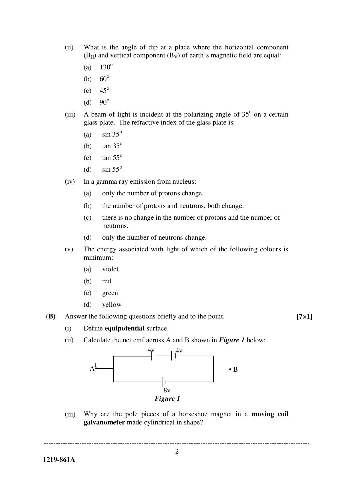 ISC Class 12 Physics 2019 Question Paper