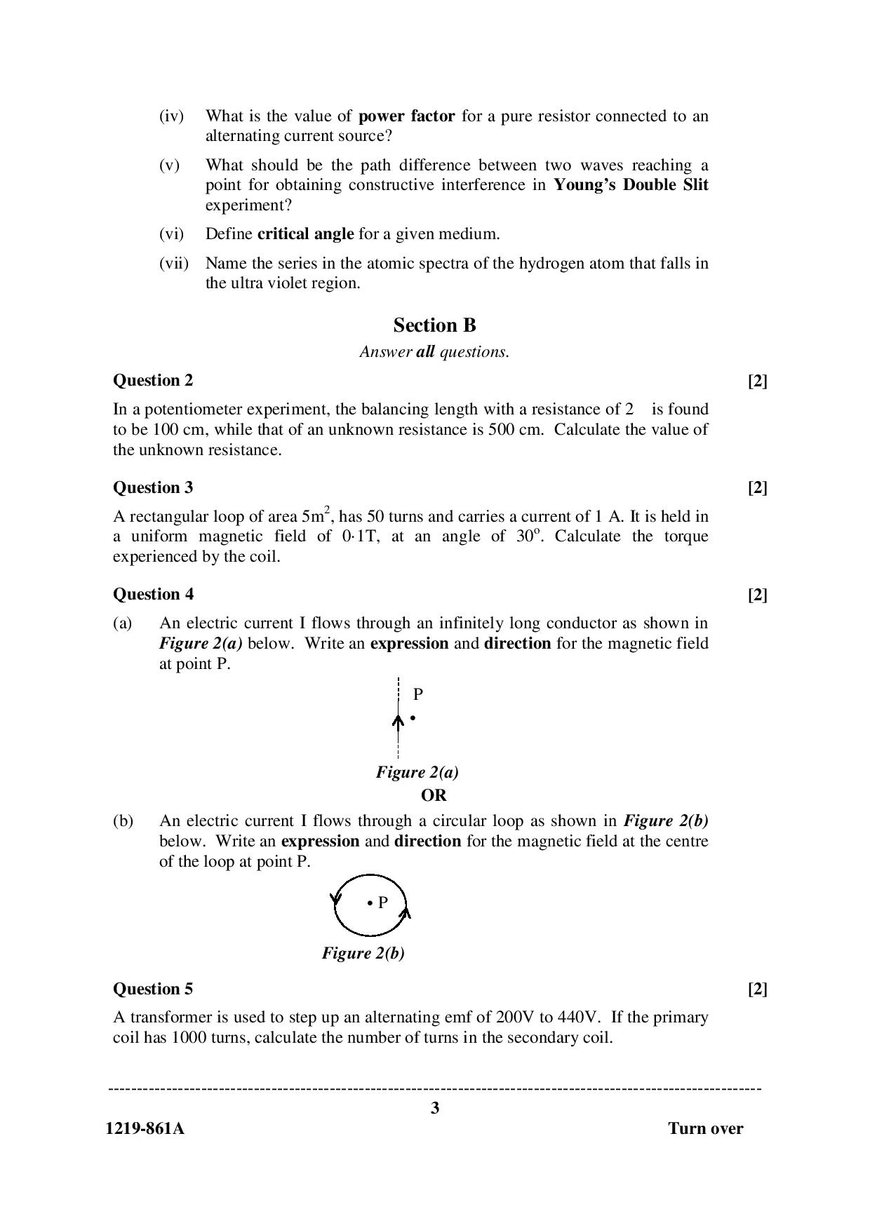 ISC Class 12 Physics 2019 Question Paper