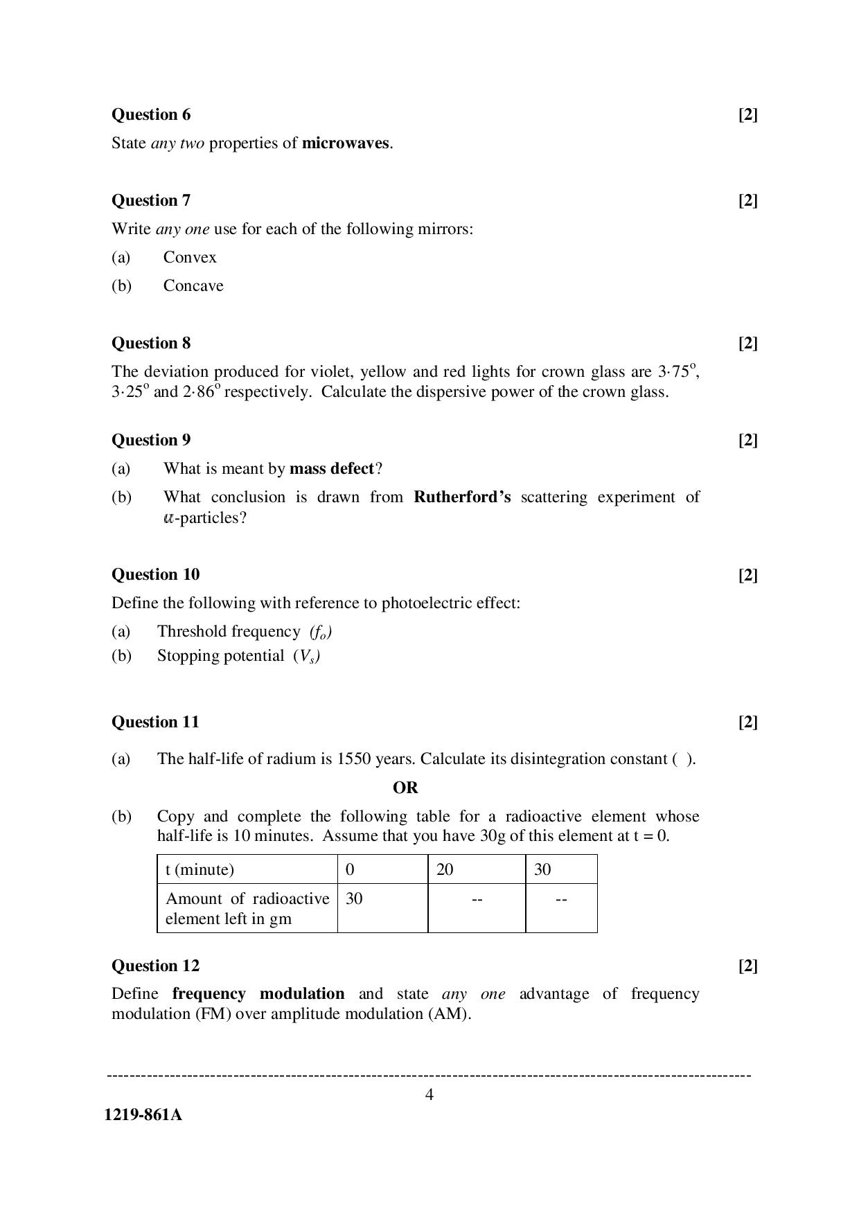 ISC Class 12 Physics 2019 Question Paper