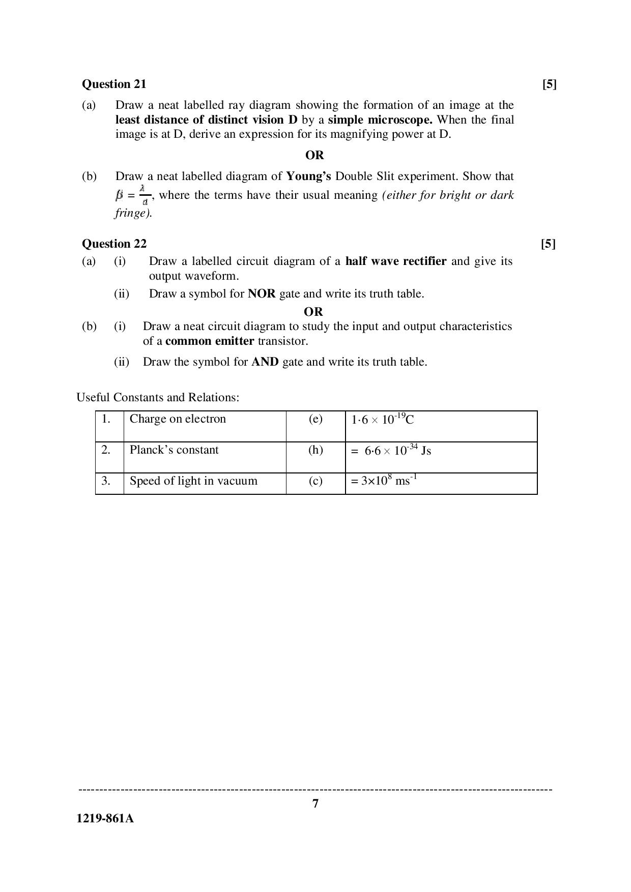 ISC Class 12 Physics 2019 Question Paper
