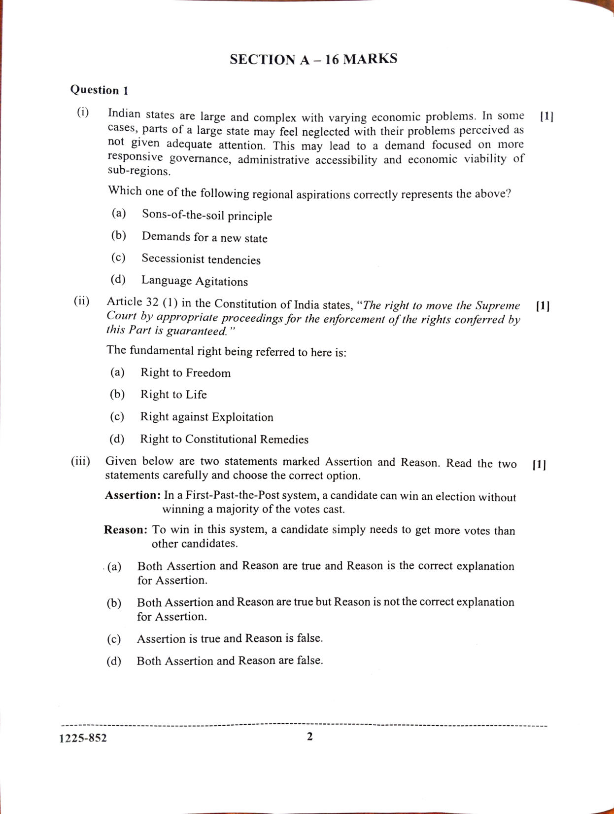 ISC 2025 Political Science Question Paper for Class 12 — page 2