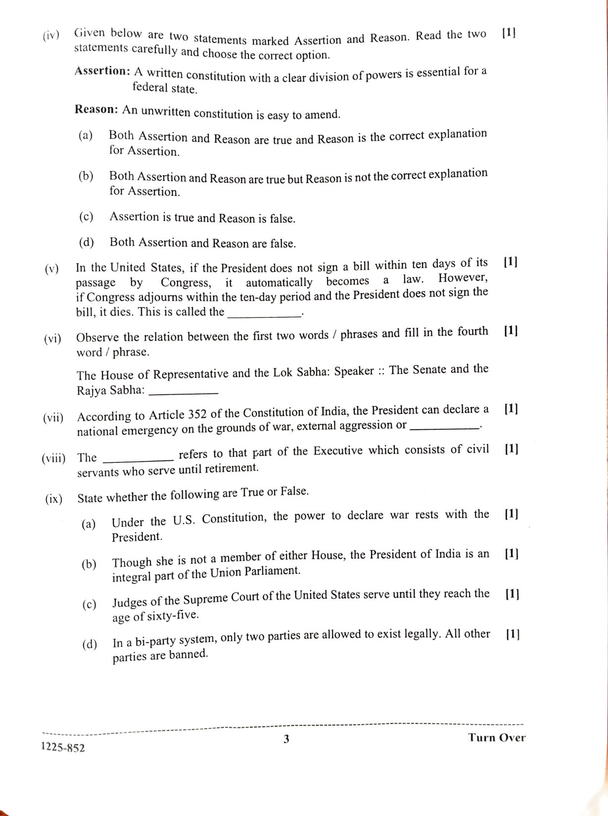 ISC 2025 Political Science Question Paper for Class 12 — page 3