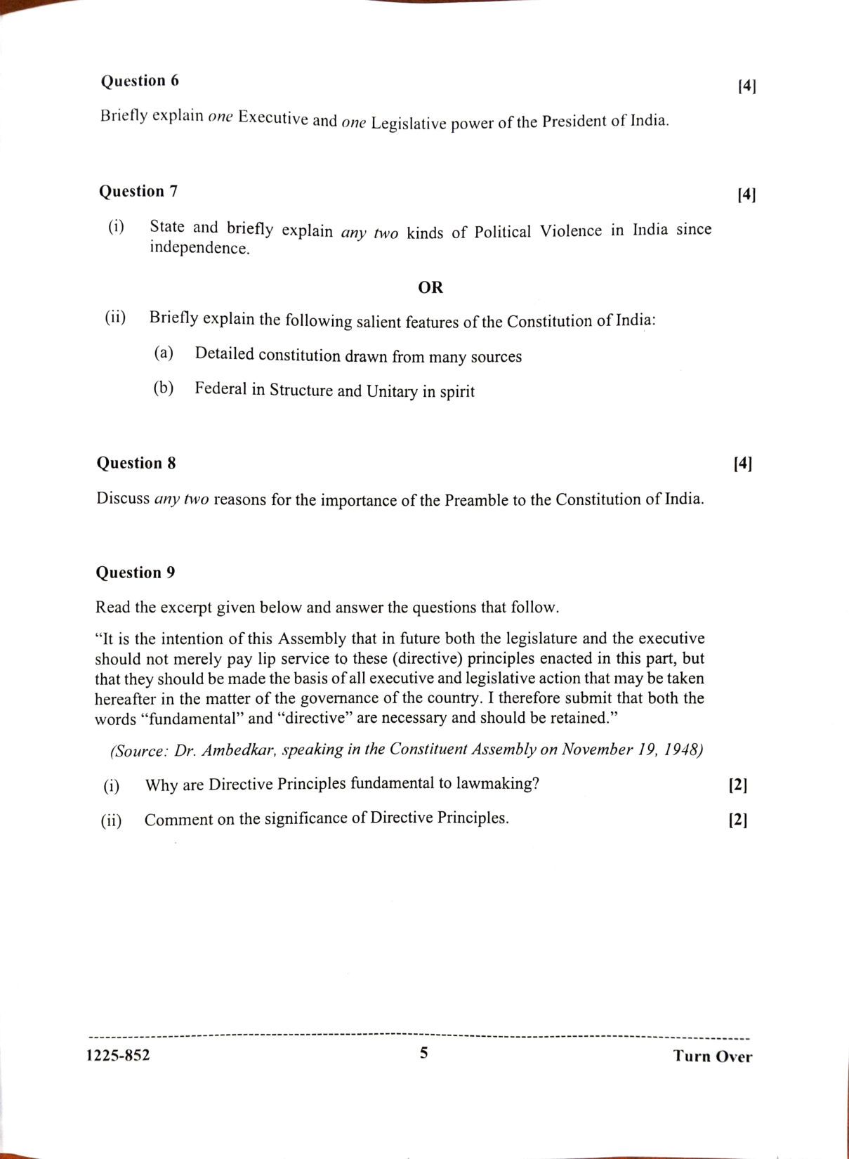 ISC 2025 Political Science Question Paper for Class 12 — page 5