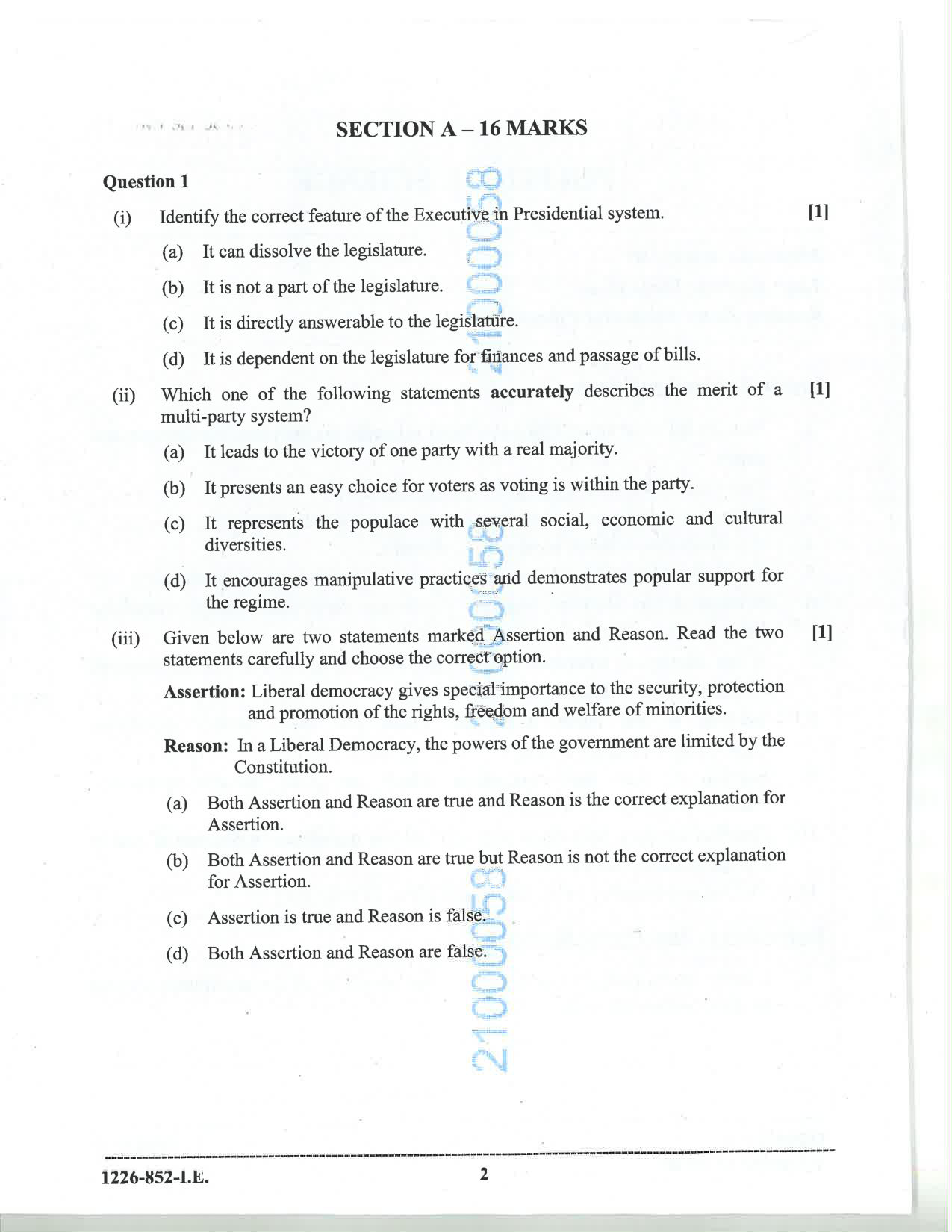 ISC 2026 Political Science Improvement Examination Question Paper for Class 12 — page 2