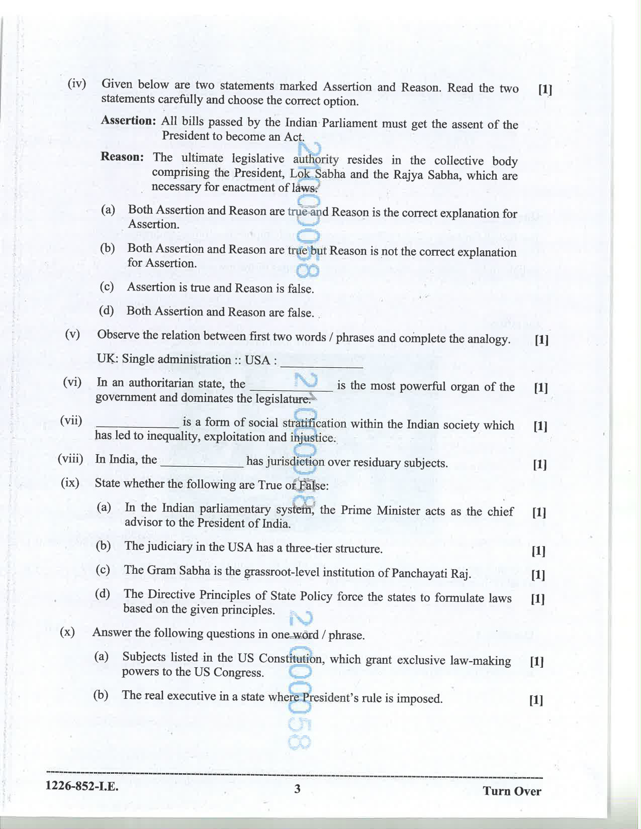 ISC 2026 Political Science Improvement Examination Question Paper for Class 12 — page 3