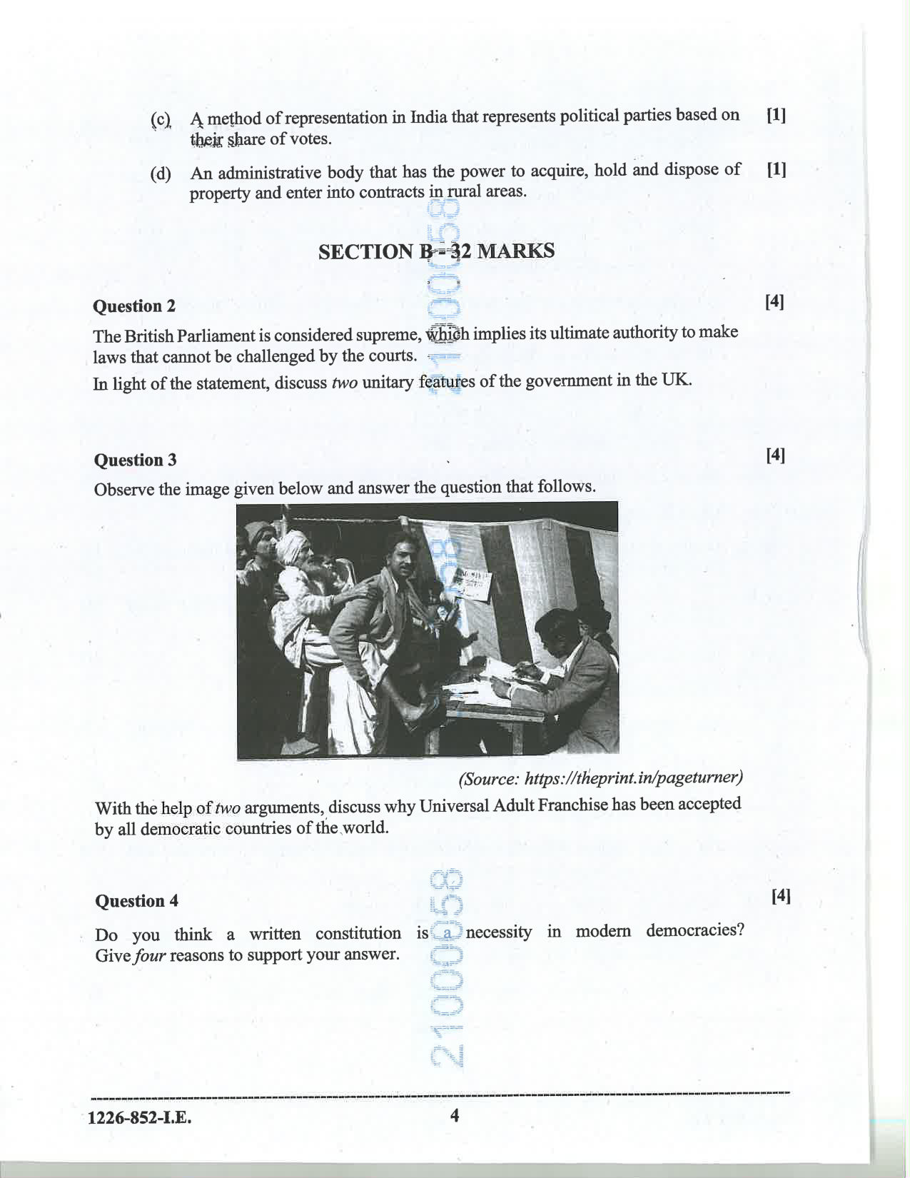 ISC 2026 Political Science Improvement Examination Question Paper for Class 12 — page 4