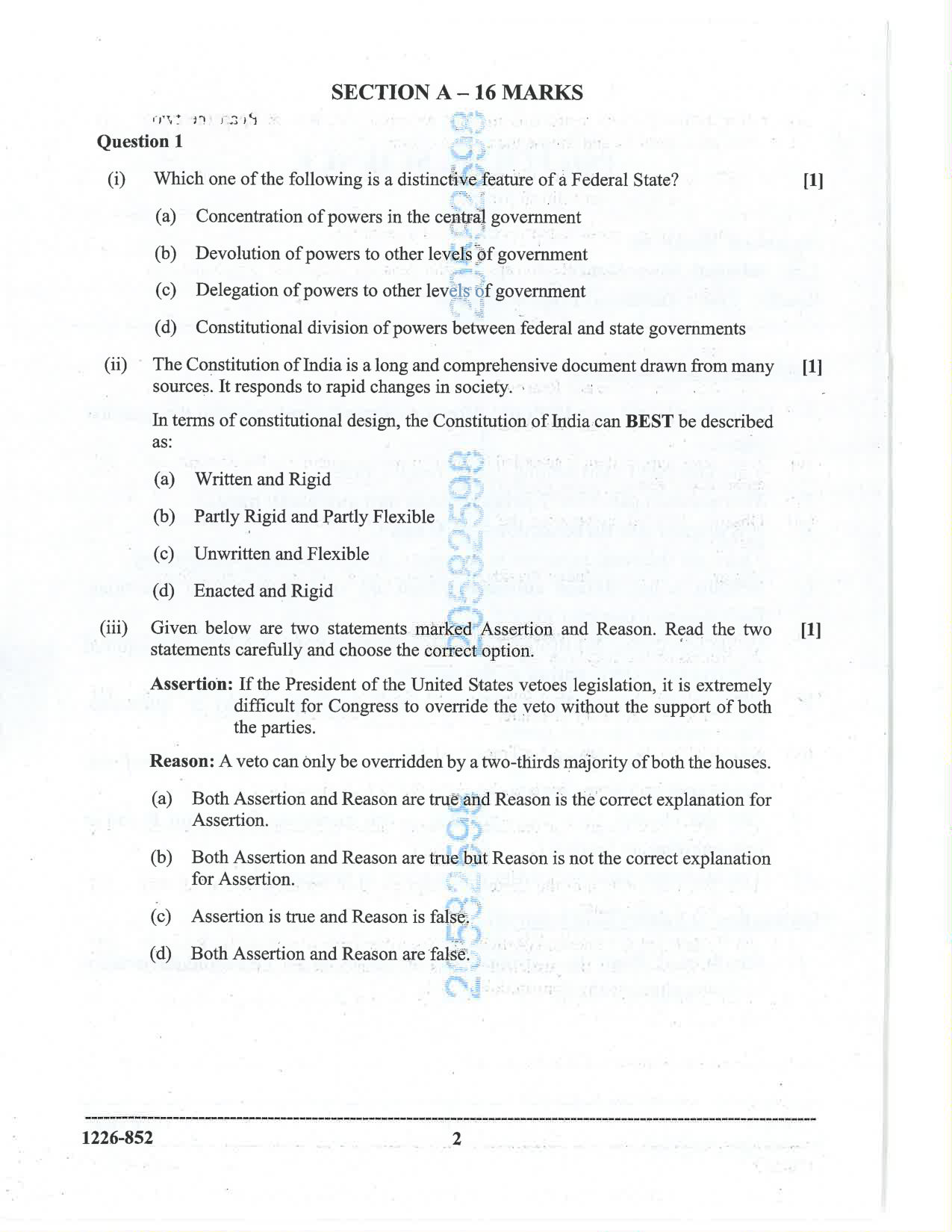 ISC 2026 Political Science Question Paper for Class 12 — page 2