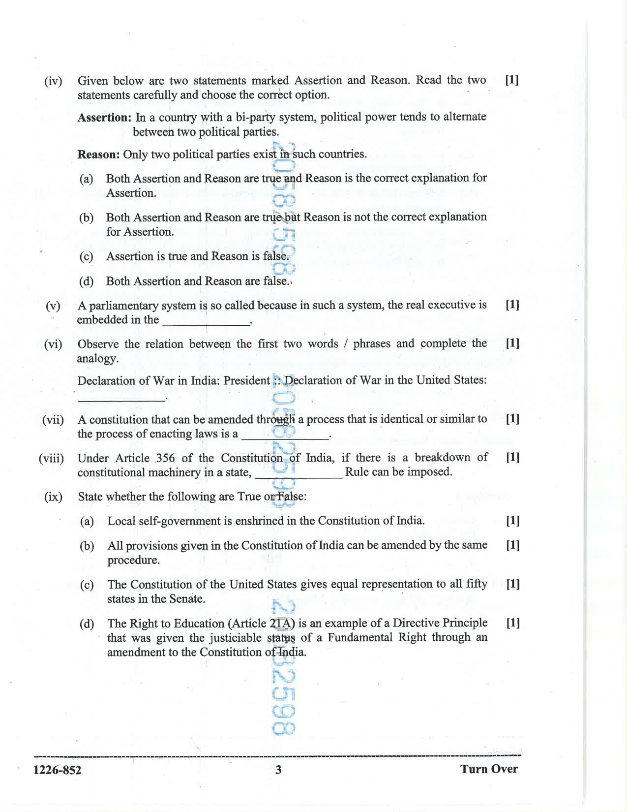 ISC 2026 Political Science Question Paper for Class 12 — page 3