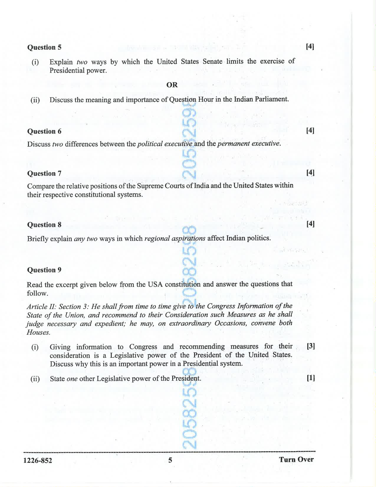 ISC 2026 Political Science Question Paper for Class 12 — page 5
