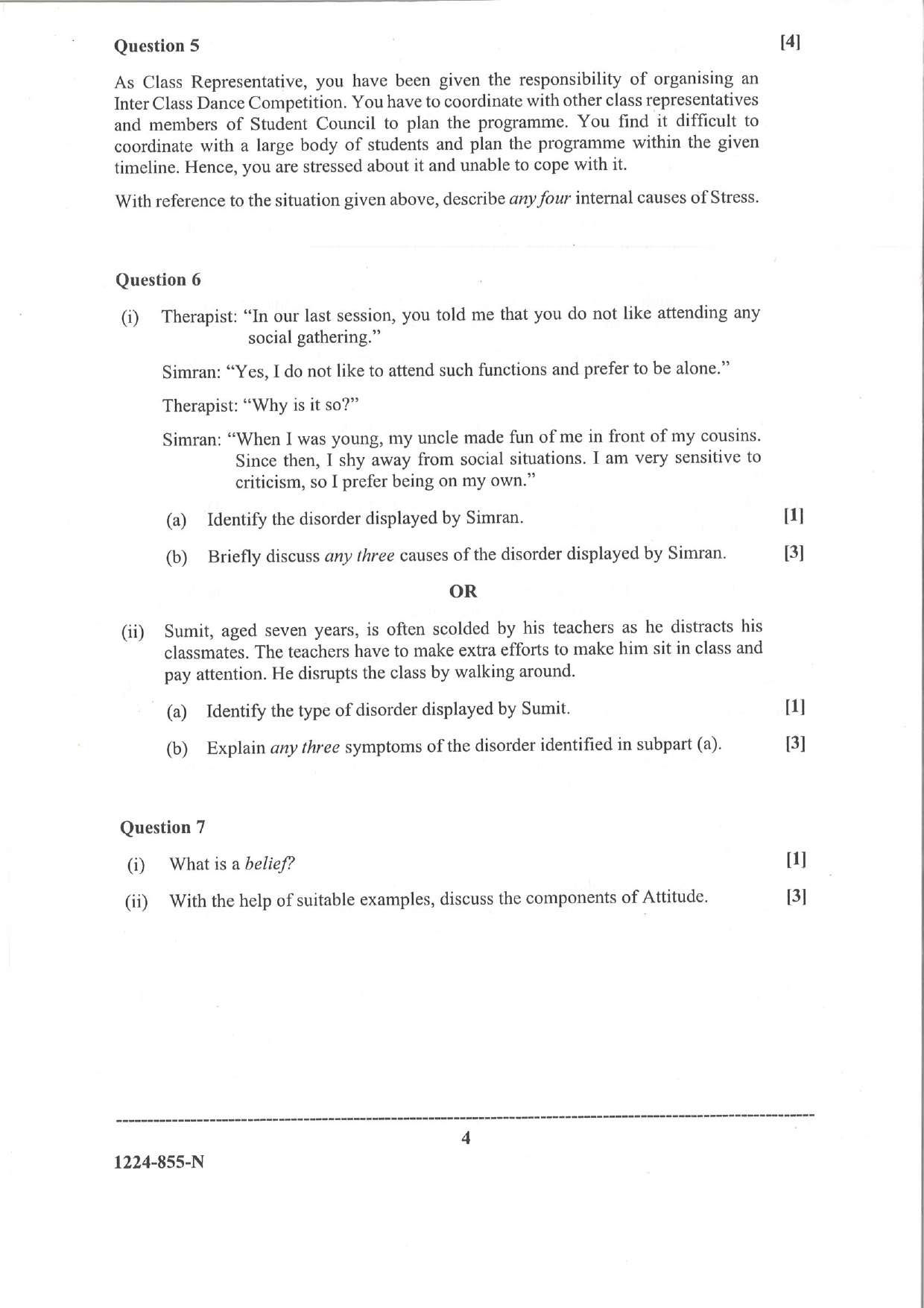 ISC 2024 Psychology Question Paper for Class 12 — page 4