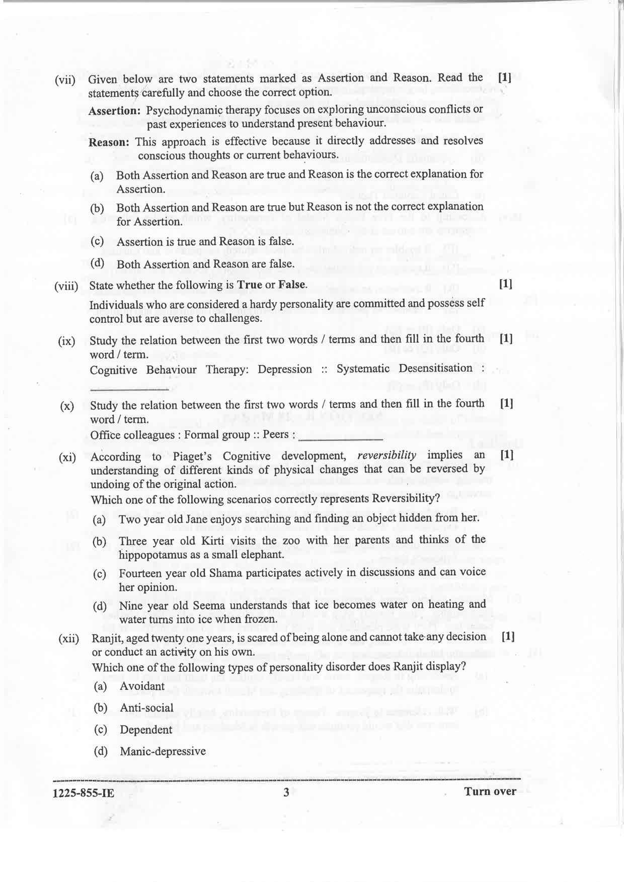 ISC 2025 Psychology Improvement Examination Question Paper for Class 12 — page 3