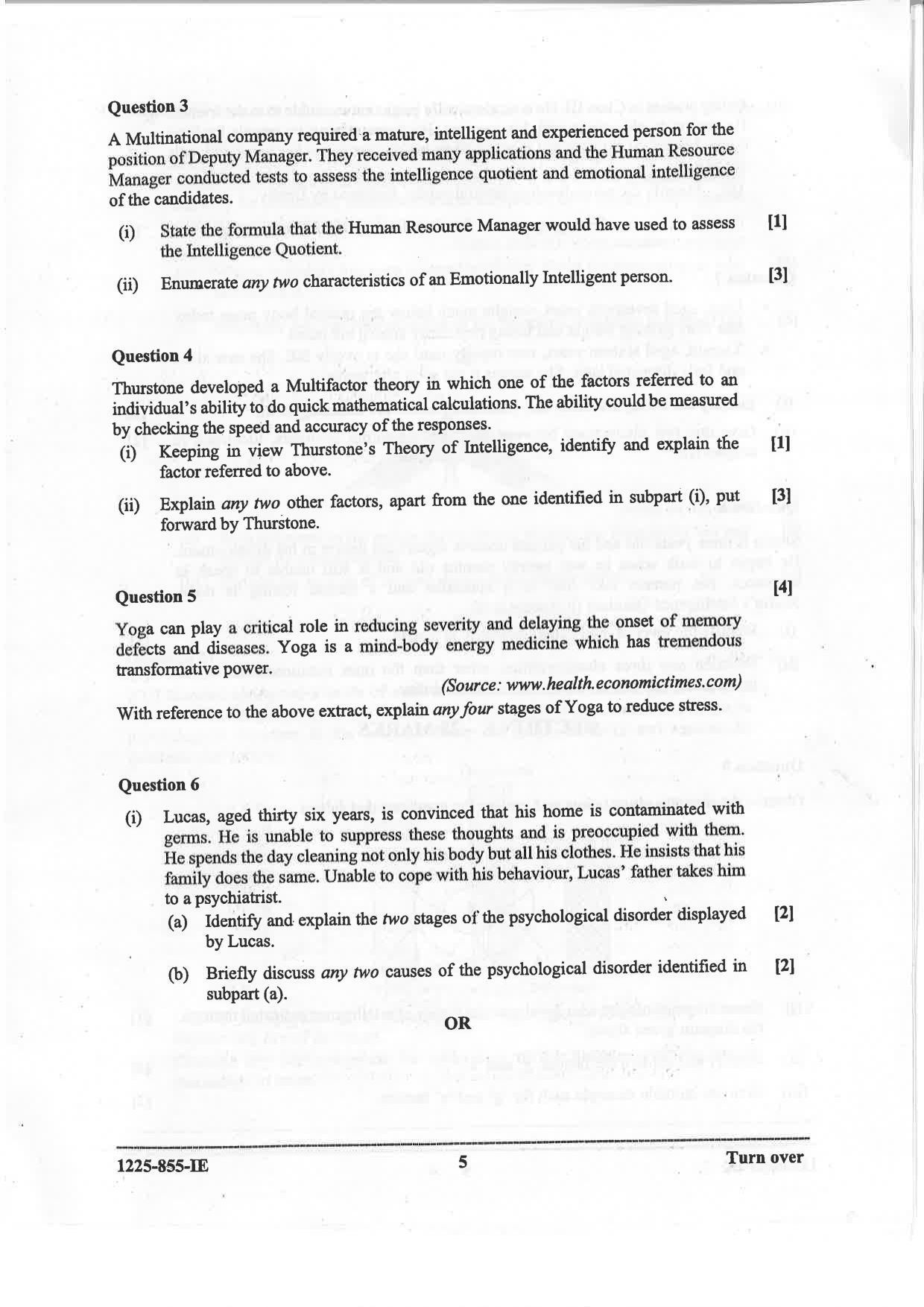 ISC 2025 Psychology Improvement Examination Question Paper for Class 12 — page 5