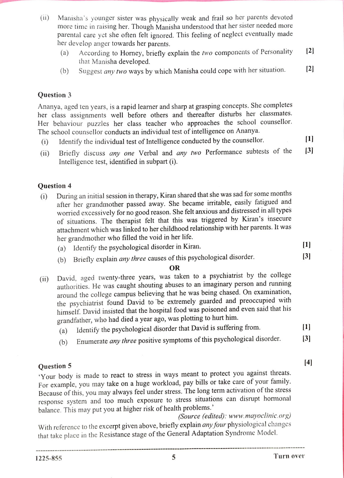 ISC 2025 Psychology Question Paper for Class 12 — page 5