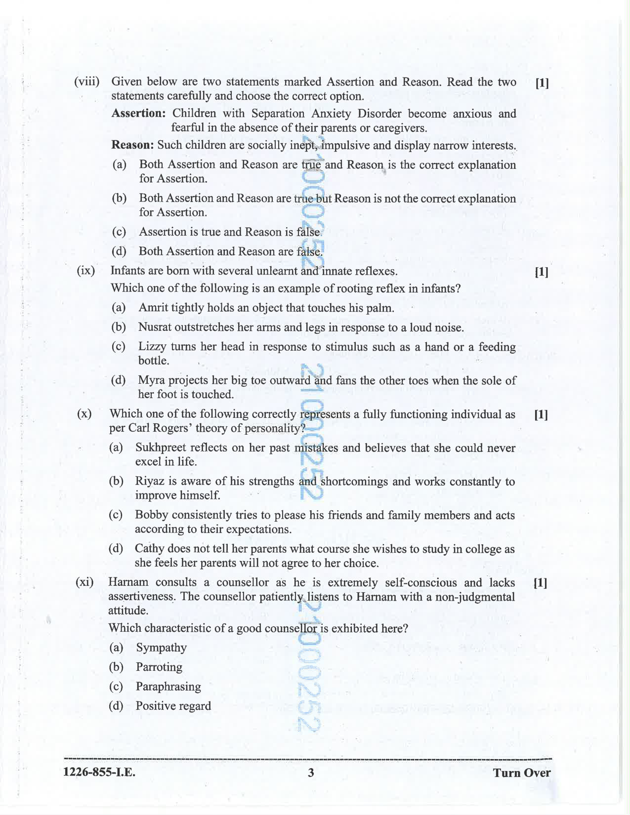 ISC 2026 Psychology Improvement Examination Question Paper for Class 12 — page 3