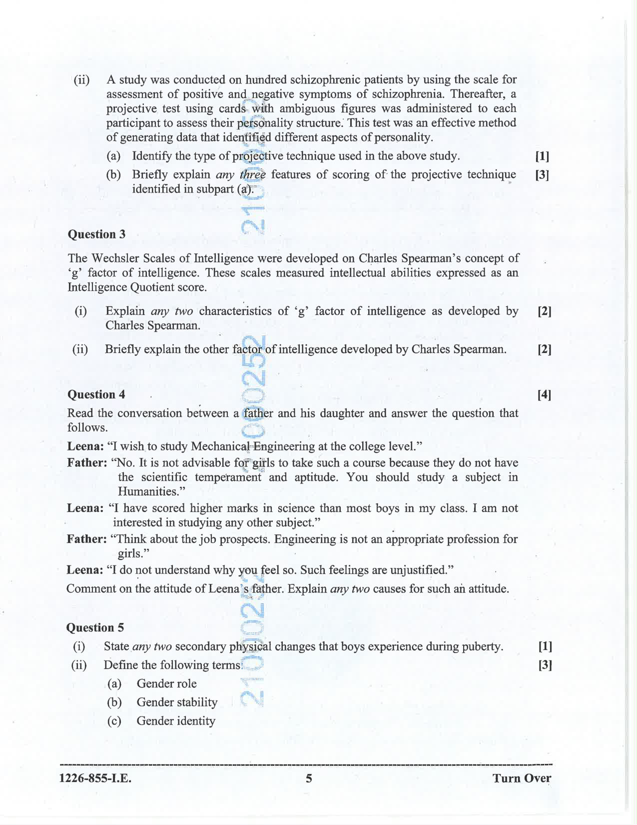ISC 2026 Psychology Improvement Examination Question Paper for Class 12 — page 5