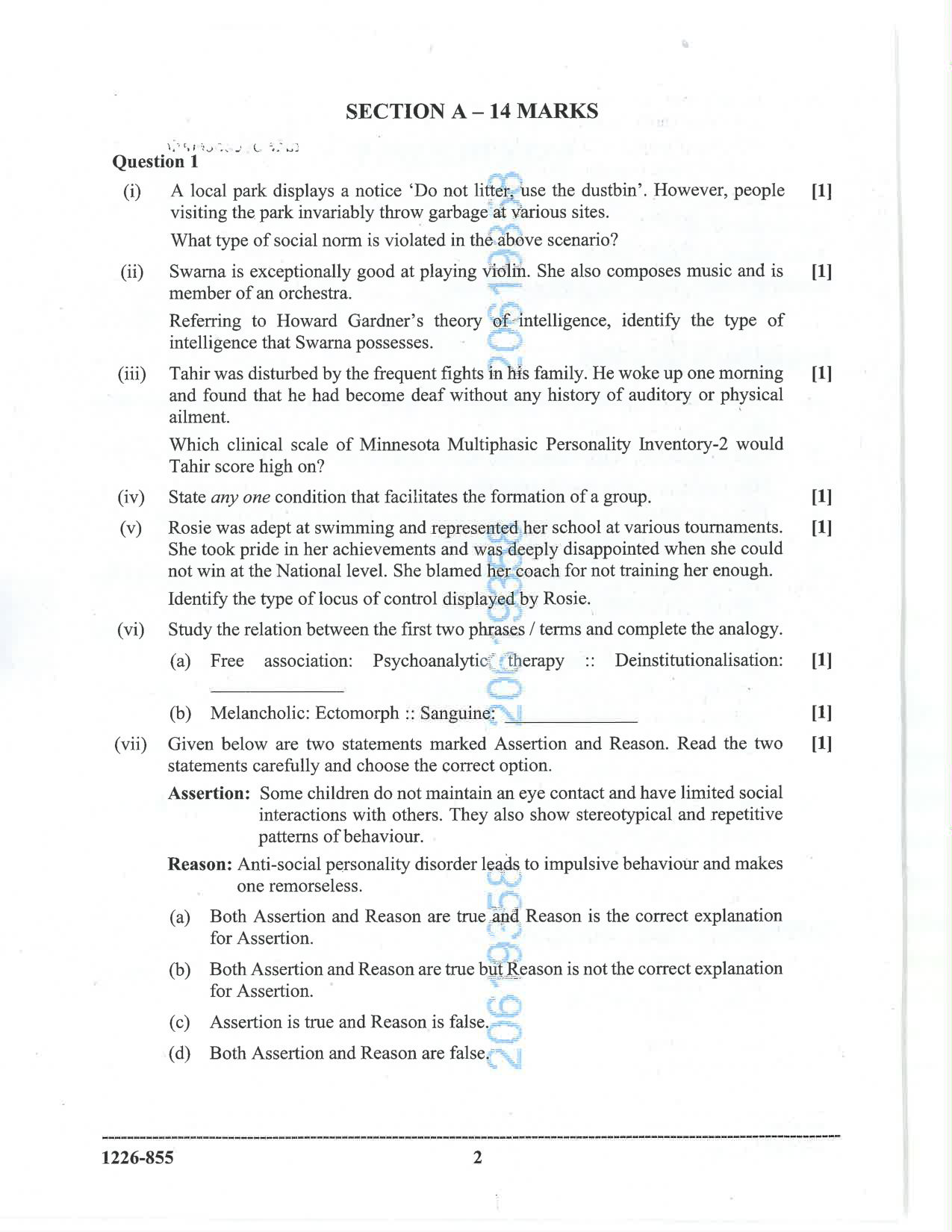 ISC 2026 Psychology Question Paper for Class 12 — page 2