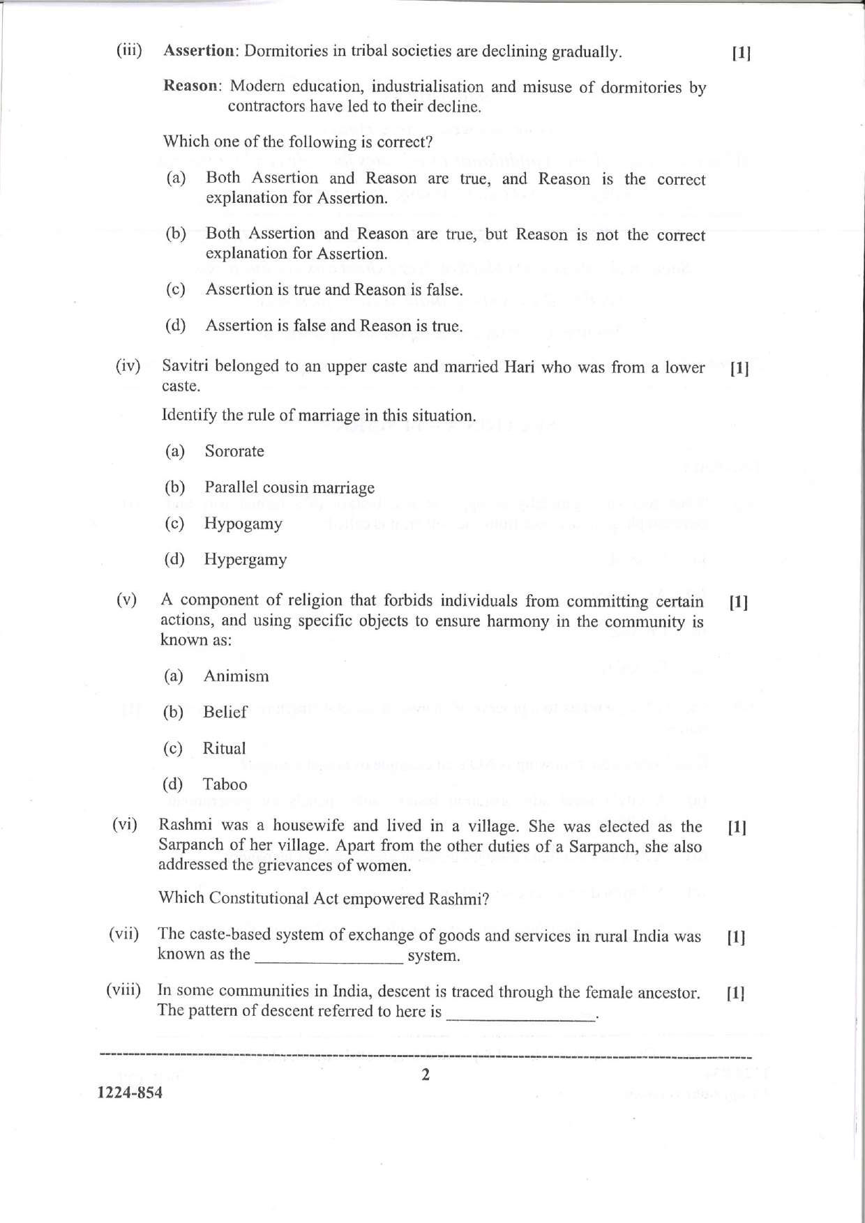 ISC 2024 Sociology Question Paper for Class 12 — page 2
