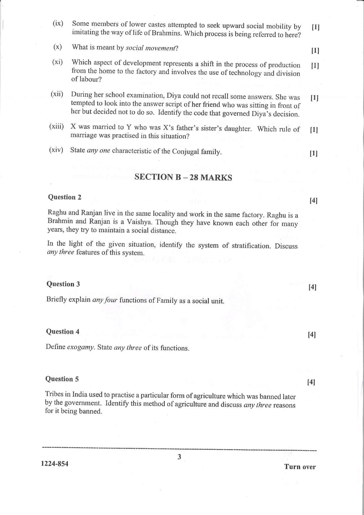 ISC 2024 Sociology Question Paper for Class 12 — page 3