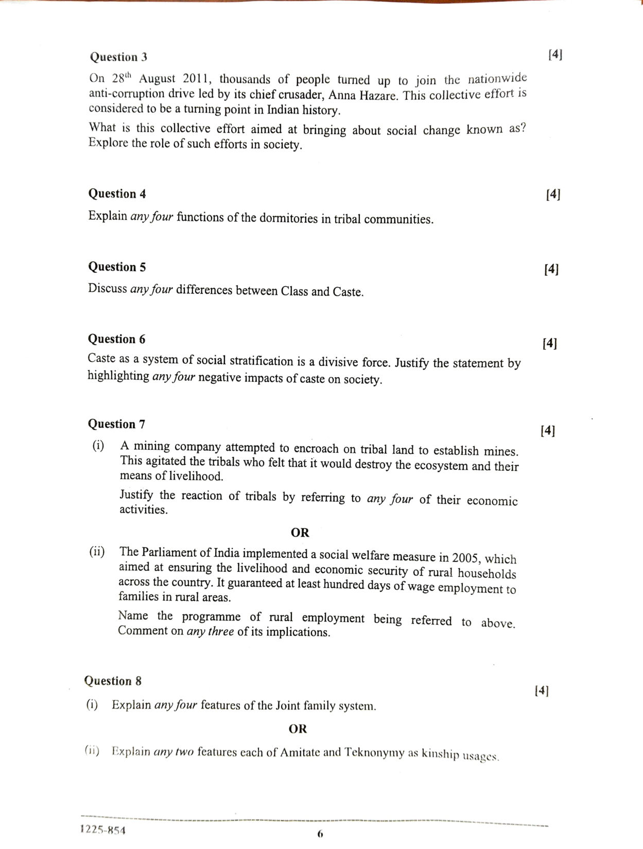 ISC 2025 Sociology Question Paper for Class 12 — page 6