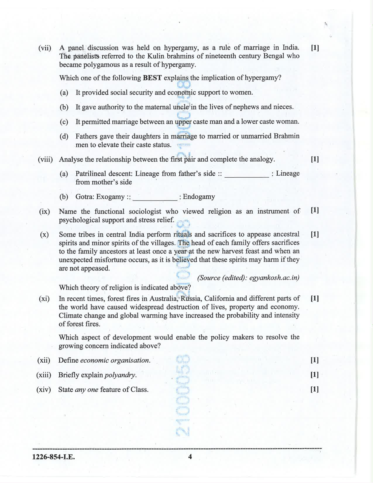 ISC 2026 Sociology Improvement Examination Question Paper for Class 12 — page 4