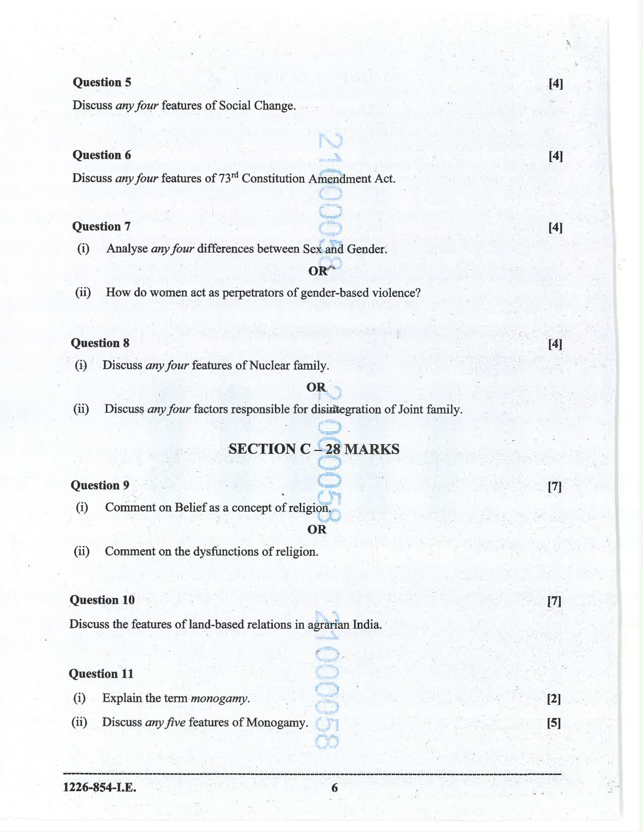 ISC 2026 Sociology Improvement Examination Question Paper for Class 12 — page 6