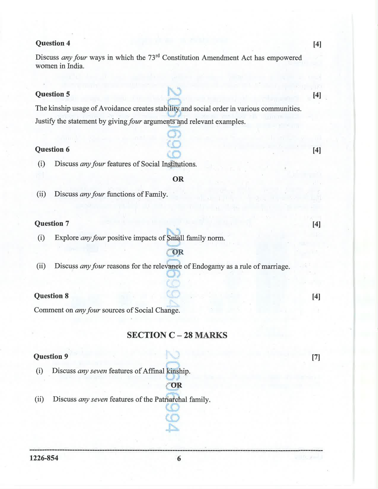 ISC 2026 Sociology Question Paper for Class 12 — page 6