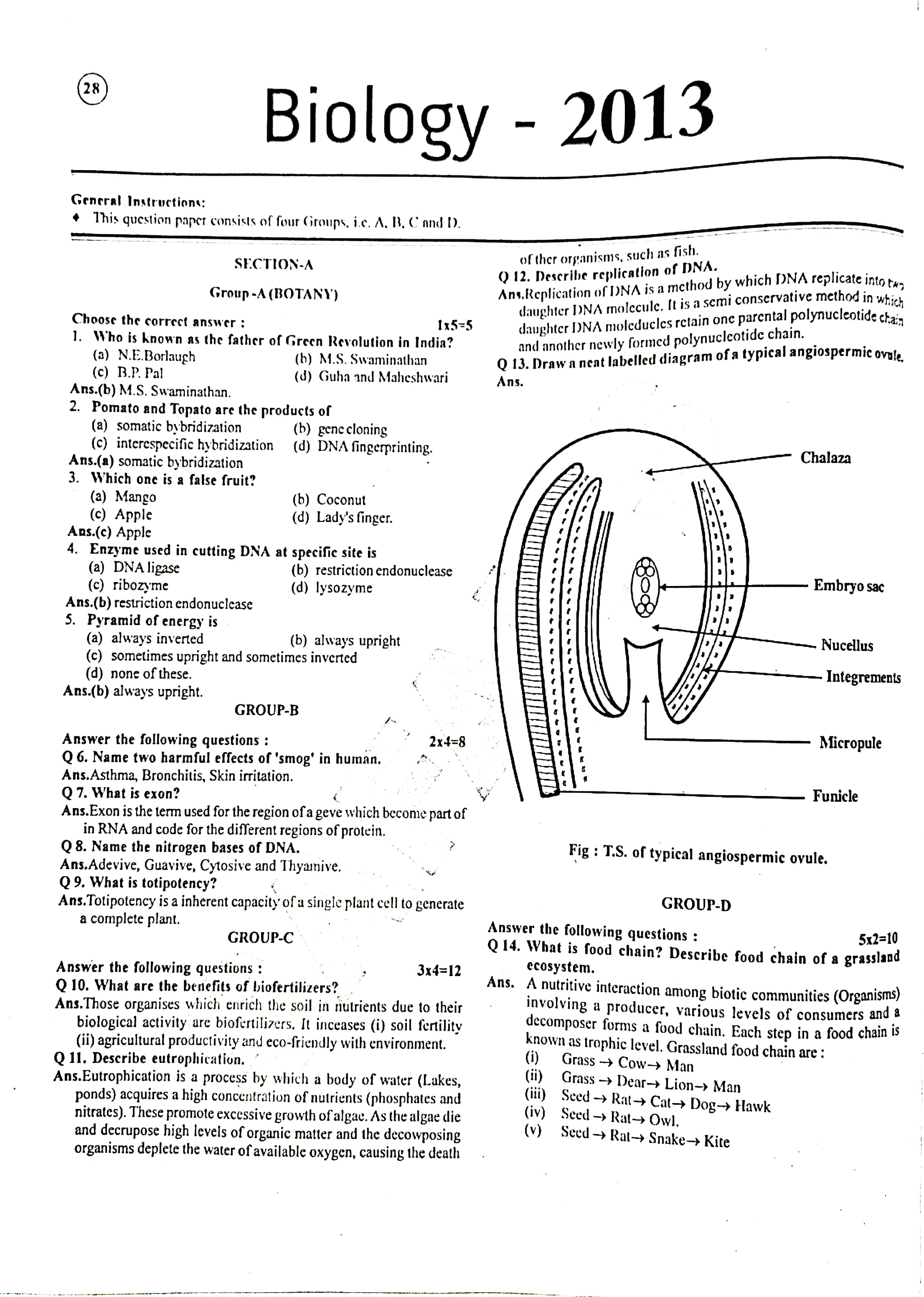 JAC Class 12 Biology Question Paper 2013 with Solution — page 1