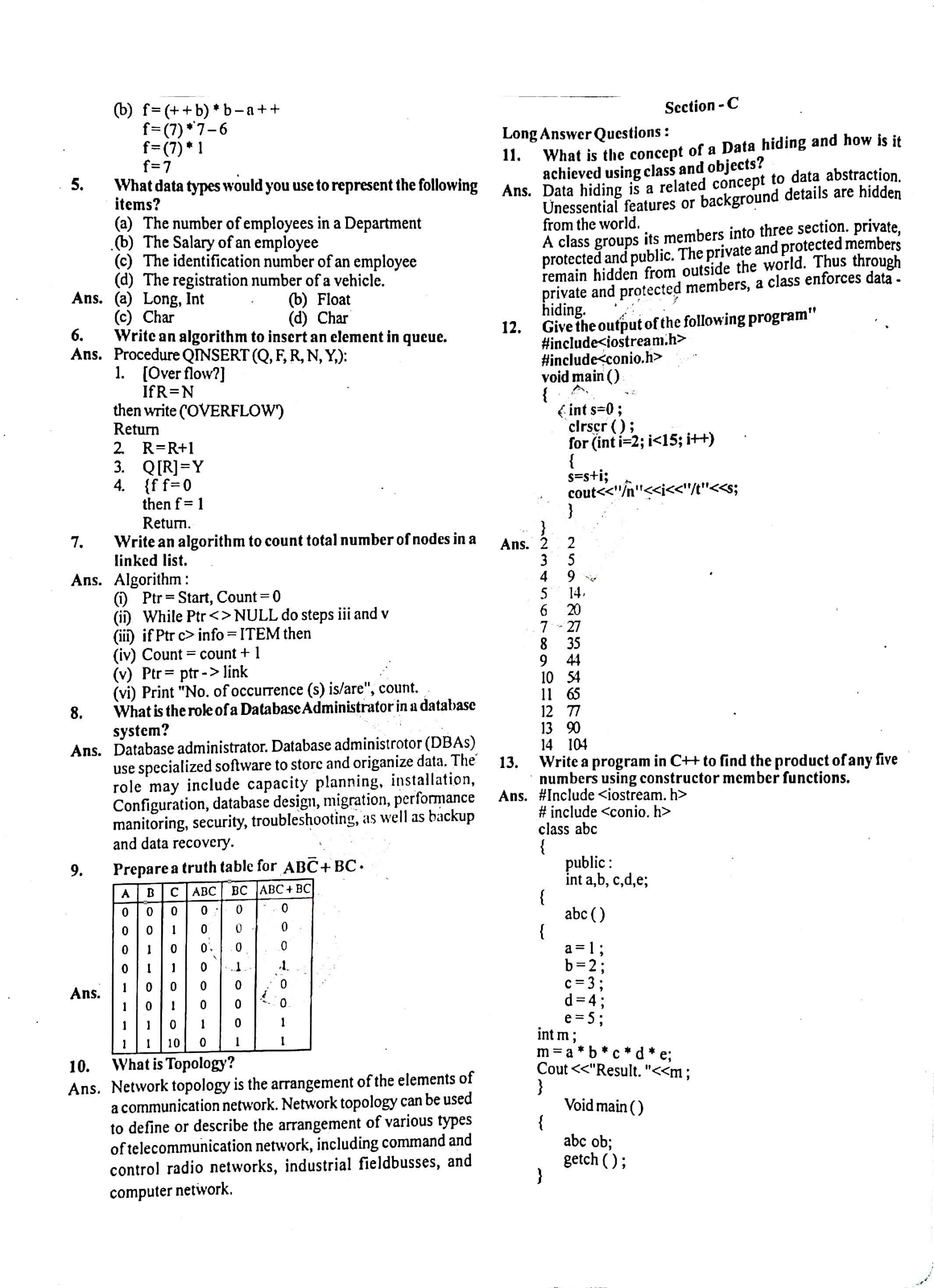 JAC Class 12 Computer Science Question Paper 2019 with Solution — page 2