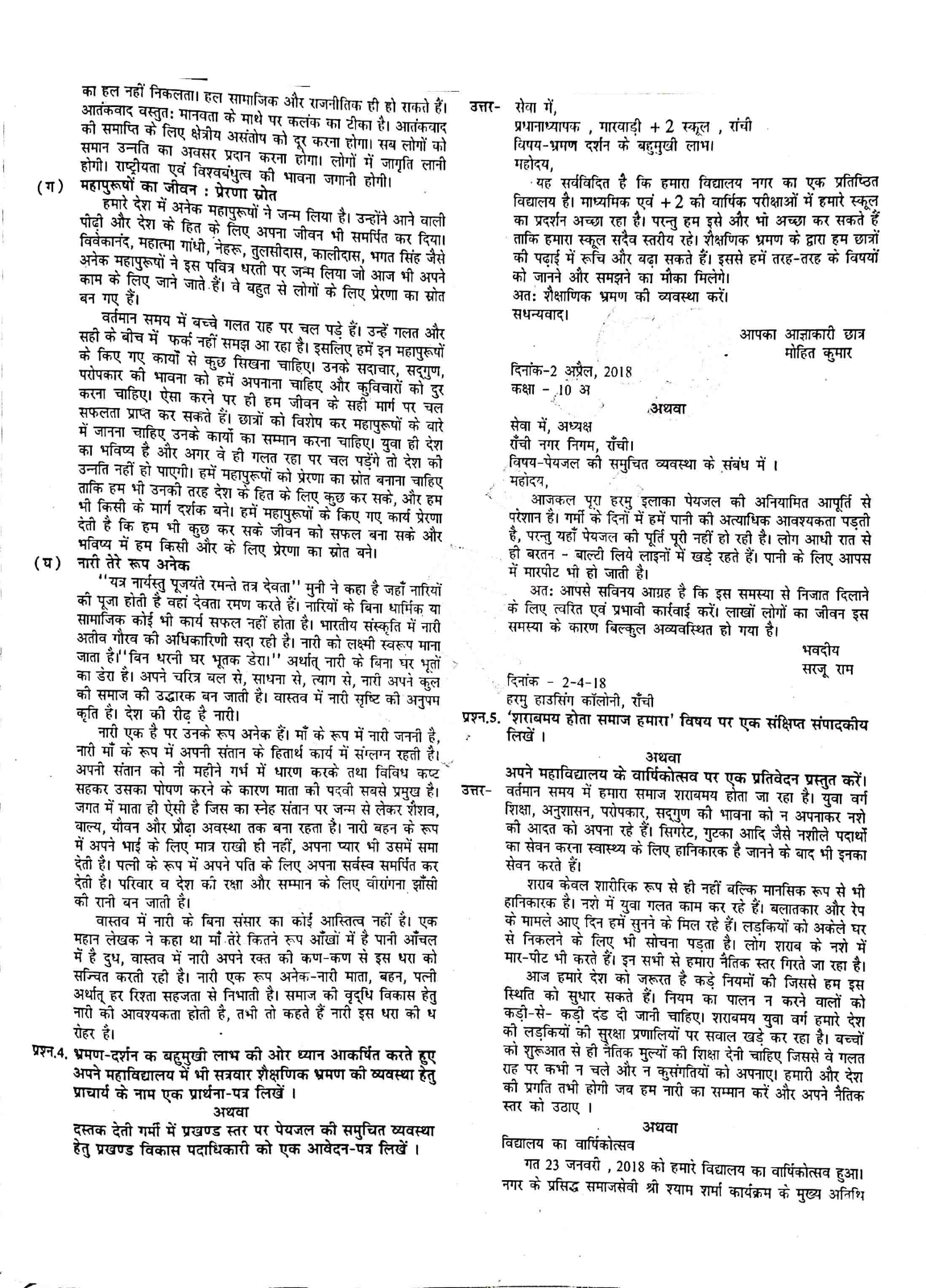 JAC Class 12 Hindi Question Paper 2018 with Answer — page 2