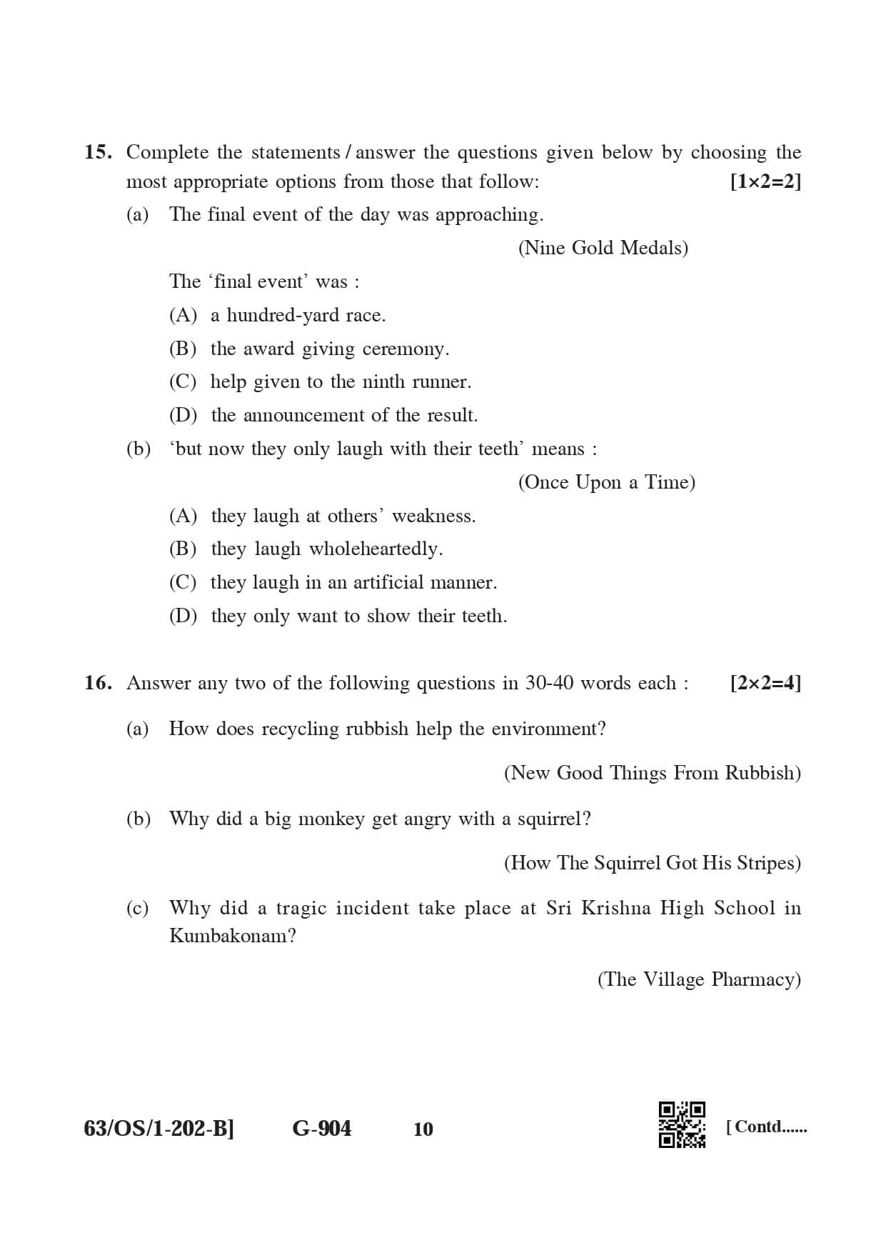 NIOS 2022 English Question Paper for Class 10 — page 10