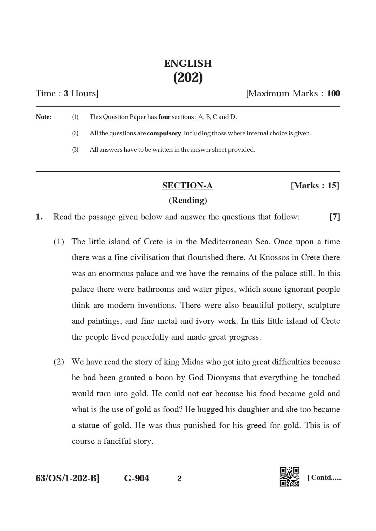 NIOS 2022 English Question Paper for Class 10 — page 2