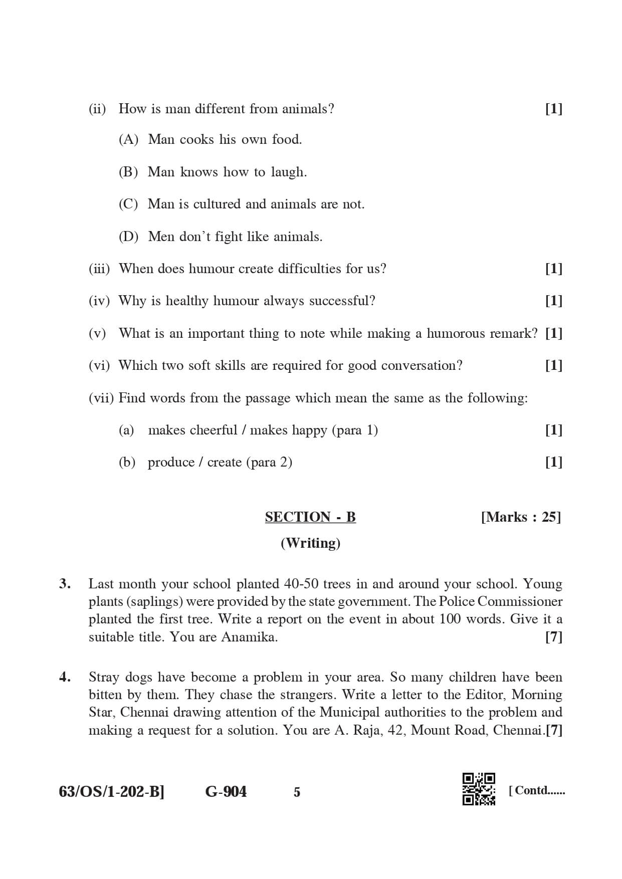 NIOS 2022 English Question Paper for Class 10 — page 5